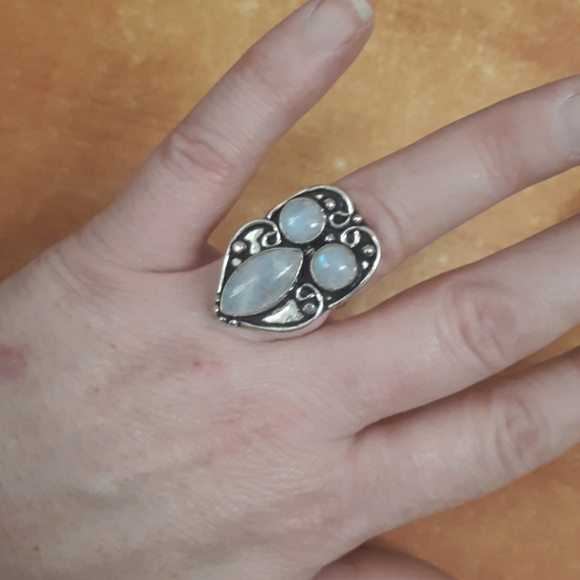 New Rainbow Moonstone 925 Silver Ring. - Picture 7 of 8